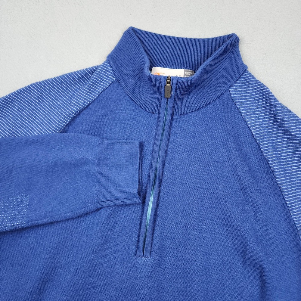 KJUS Sweater Mens Large Blue Merino Blend Kulm 1/2 Zip Mock Neck Golf Pullover